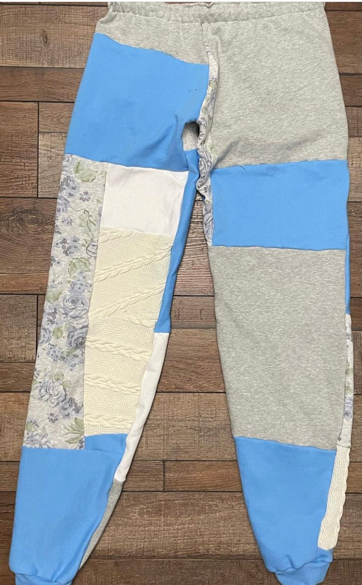 Blue Floral Sweatpants