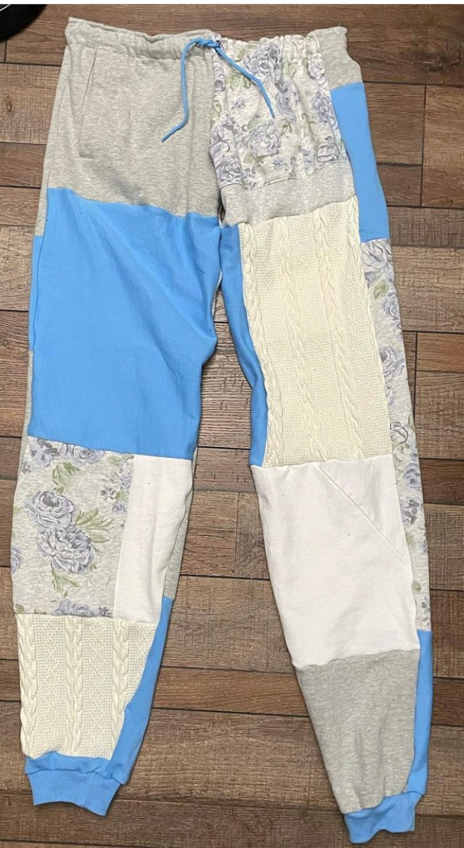 Blue Floral Sweatpants